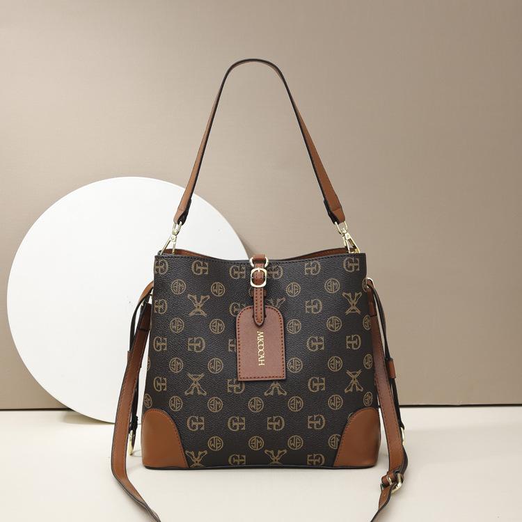 Весенне-летние новые женские сумки, ретро-принт с буквами, портативная сумка-ведро, высококлассная сумка-тоут с контрастными цветами, на плечо, кроссбоди.