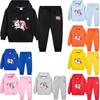 Kids Girls Cotton Tracksuit Outfit Long Sleeve Print Hoodie Sweatshirts with Sweatpants Outgoing Costume