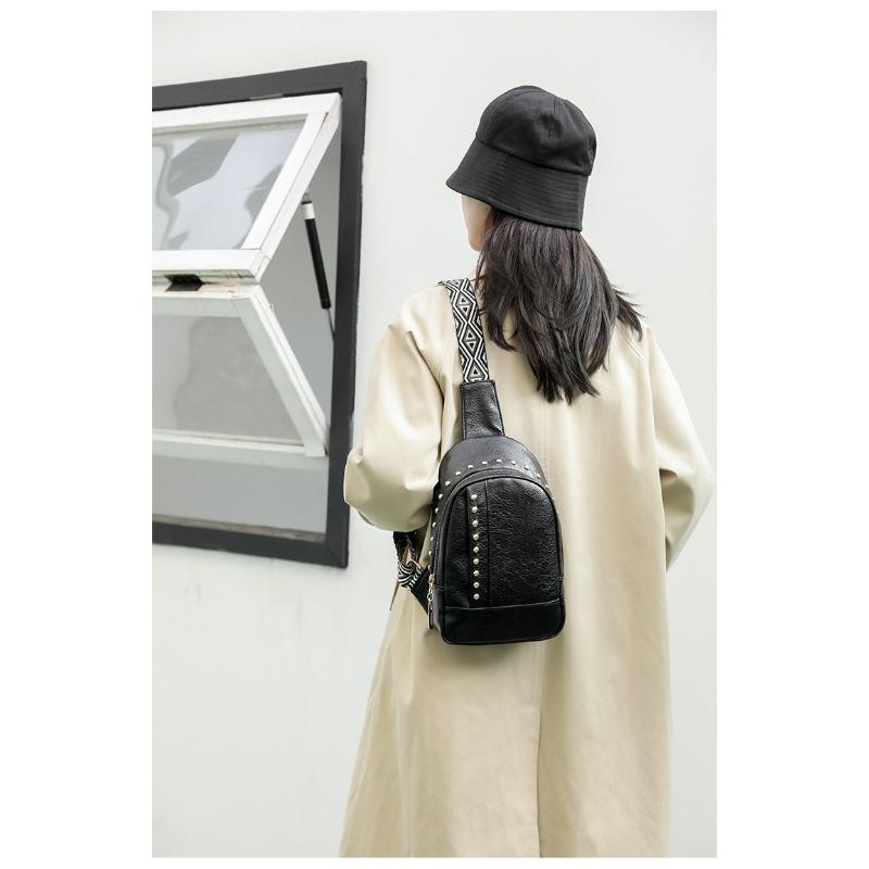 Rivet Shoulder Soft Leather Chest Bag