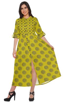 Трапеция с разрезом спереди и принтом Kurtis для женщин с коротким рукавом, летняя Kurta