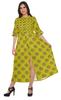 Printed Front Slit A-Line Kurtis For Women Short Sleeve Summer Kurta