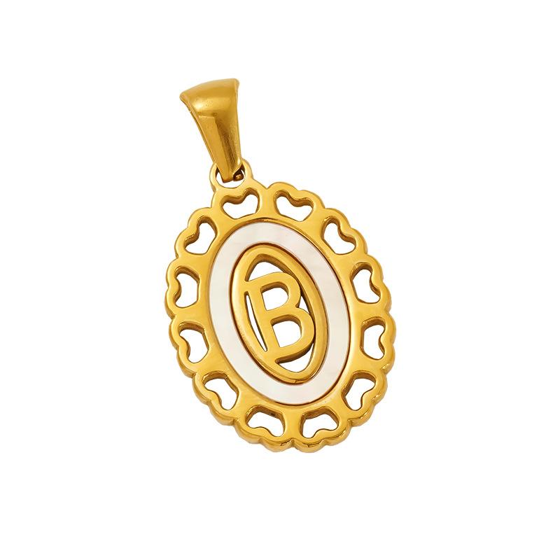 New Fashion Versatile Stainless Steel Letter Necklace 18k Gold Hollow Hip Hop Street Titanium Steel Pendant