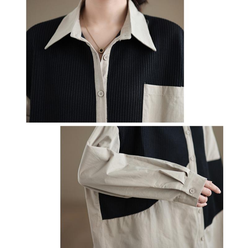 Новые женские блузки больших размеров, пальто, куртки, осенняя винтажная вязаная верхняя одежда, базовая блузка с длинным рукавом и пуговицами