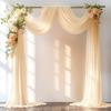 Champagne Chiffon Archway Backdrop Curtain,Sheer Fabric Backdrop Drapes for Bridal Shower Wedding Arch Party Decoration