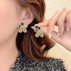 Light Luxury Retro Palace Style Sparkling Imitation Diamond Studded Colorful Flower Pentagram Earrings For Women