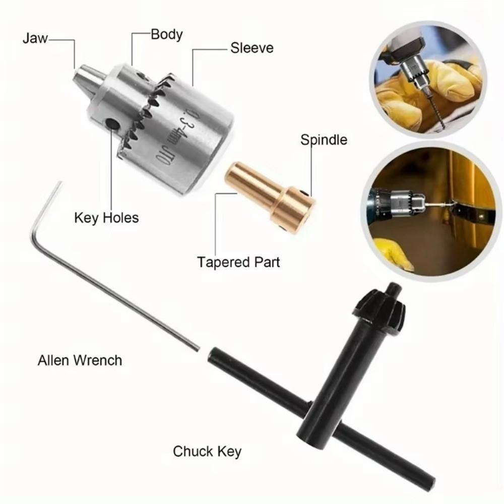 4Pcs/Set Clamping Range 0.3-4mm Drill Chuck Adaptor Electric Drill Chuck Electric Grinding