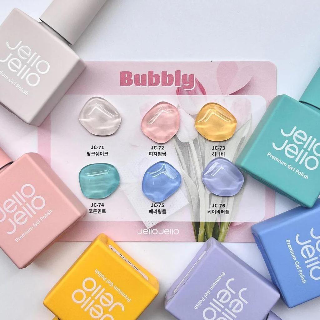 Jello Jello Premium Syrup Gel Nail Polish Bubbly Spring Collection 6 Color Set, KBeauty, Premium gel nail, Korean Cosmetics, sample