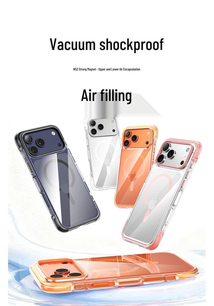 iPhone 17 Pro Max Прозрачный магнитный чехол Color-Block с подушкой безопасности - Новый защитный чехол от падения