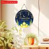 2D Flat 20cm1pc Ramadan Mubarak Muslim Party Round Wooden Pendant, Golden Moon&Majestic Mosque Scene Ramadan Islamic Wall Decoration, Good Quality