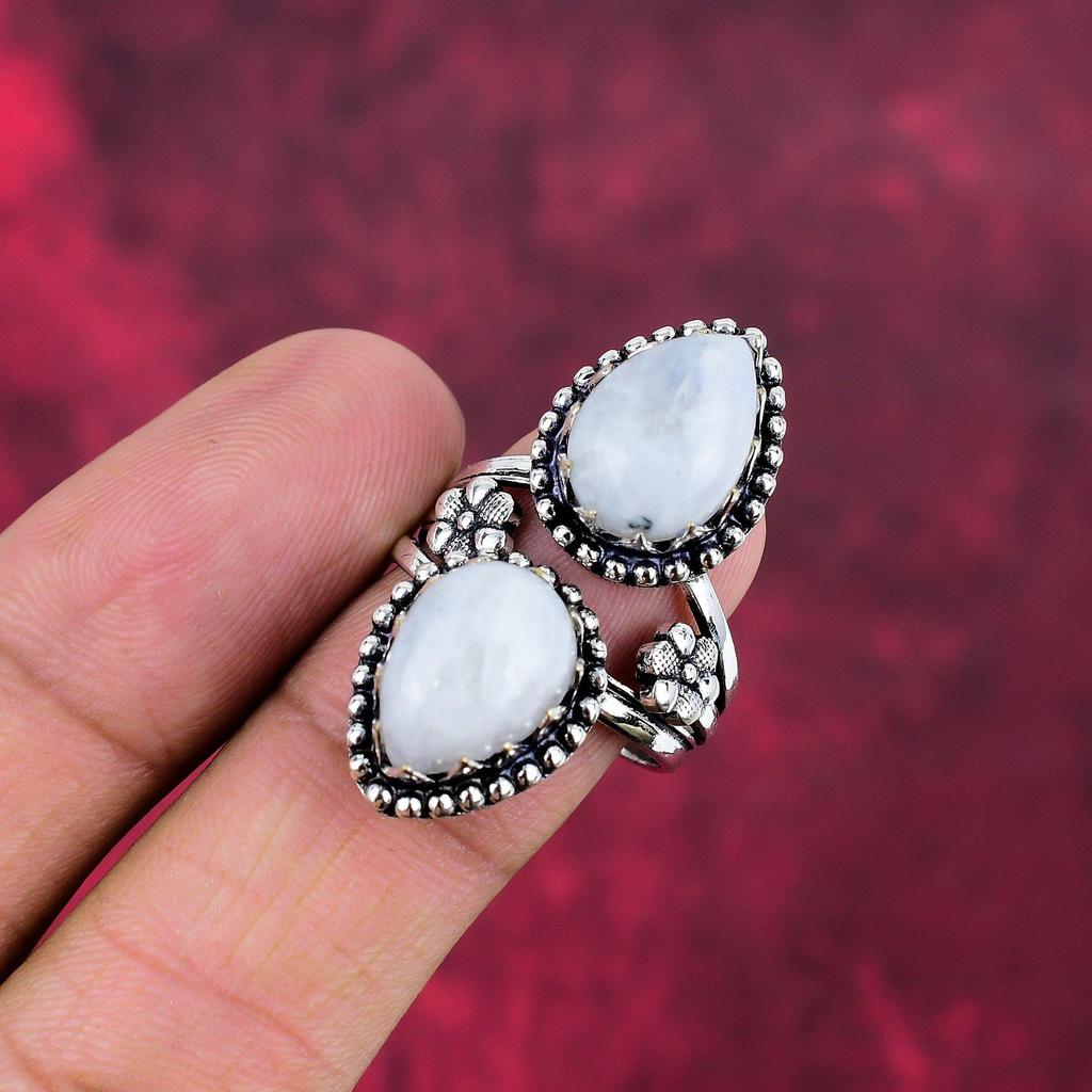 Rainbow Moonstone Ring Gemstone Jewelry, 925 Solid Sterling Silver Ring, Handmade Beautiful Jewelry Ring