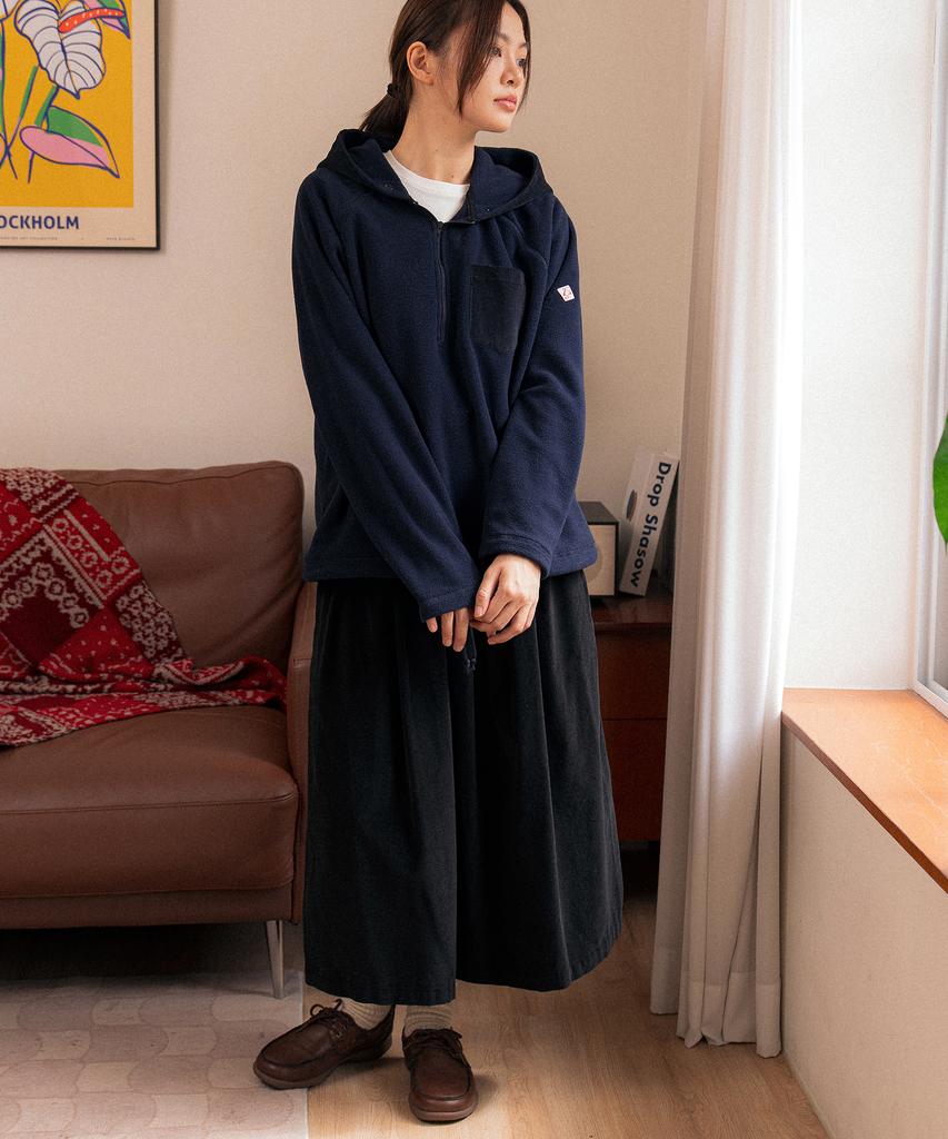 COTTON BELL Volume Pleated Corduroy Pants - Black