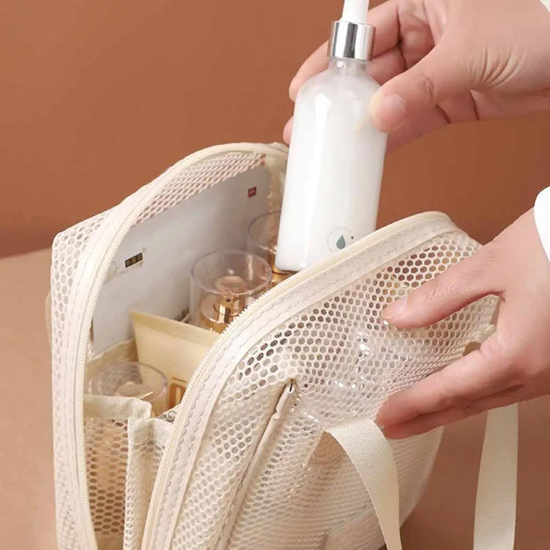 Модная повседневная сетчатая косметичка большой вместимости, ручная, многофункциональная, с отделениями, дорожная сумка для туалетных принадлежностей и хранения