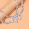 2pcs Fashion Double Heart Anklet Crystal Bracelet for Women Summer Beach Multi Row Rhinestone Anklet Bracelet On Leg