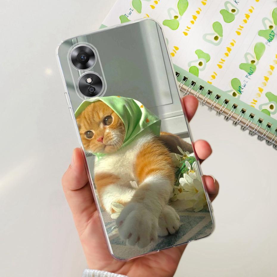 Красивый чехол с принтом для OPPO A17 (CPH2477) Мягкая силиконовая ТПУ задняя крышка для чехлов телефона Oppo A17 A 17 4G