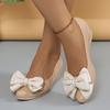 Fashion Bowknot Wedge Pumps for Women Spring Summer Patent Leather Nude Pumps Woman Lightweight Slip On Dress Party Shoes