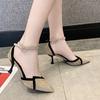 Fashion Women High Heels Shoes Sweet Cute Pointed Toe Buckle Clip Woman Pumps Summer Ankle Strap Wedding Party Sexy Ladies High Heels