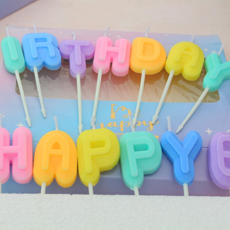 Smokeless Macaron Color Letter Birthday Cake Candle Cake Accessories for Party Supplies Colorful Colorful Birthday Candles