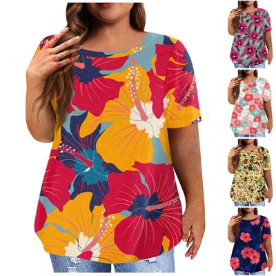 Женская рубашка с коротким рукавом, круглый вырез, футболка больших размеров, повседневные топы с принтом на День независимости