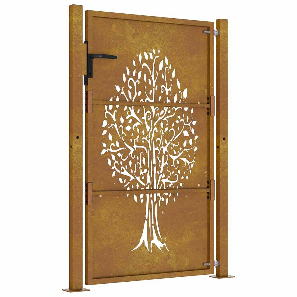 vidaXL Gartentor 100x125 cm Cortenstahl Baumdesign