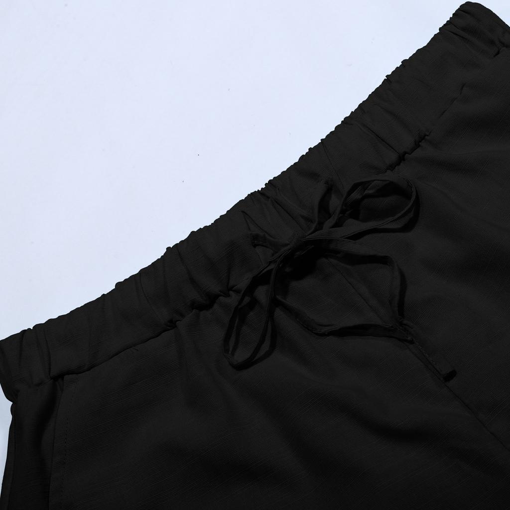 Мужской комплект из двух частей, без рукавов, на шнурке, с воротником-стойкой, топ, шорты с карманами, летний повседневный однотонный костюм