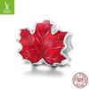 S925 Silver Red Passion Maple Leaf Beaded, Fashionable Dripping Leaf Diy Jewelry Accessories Bsc335