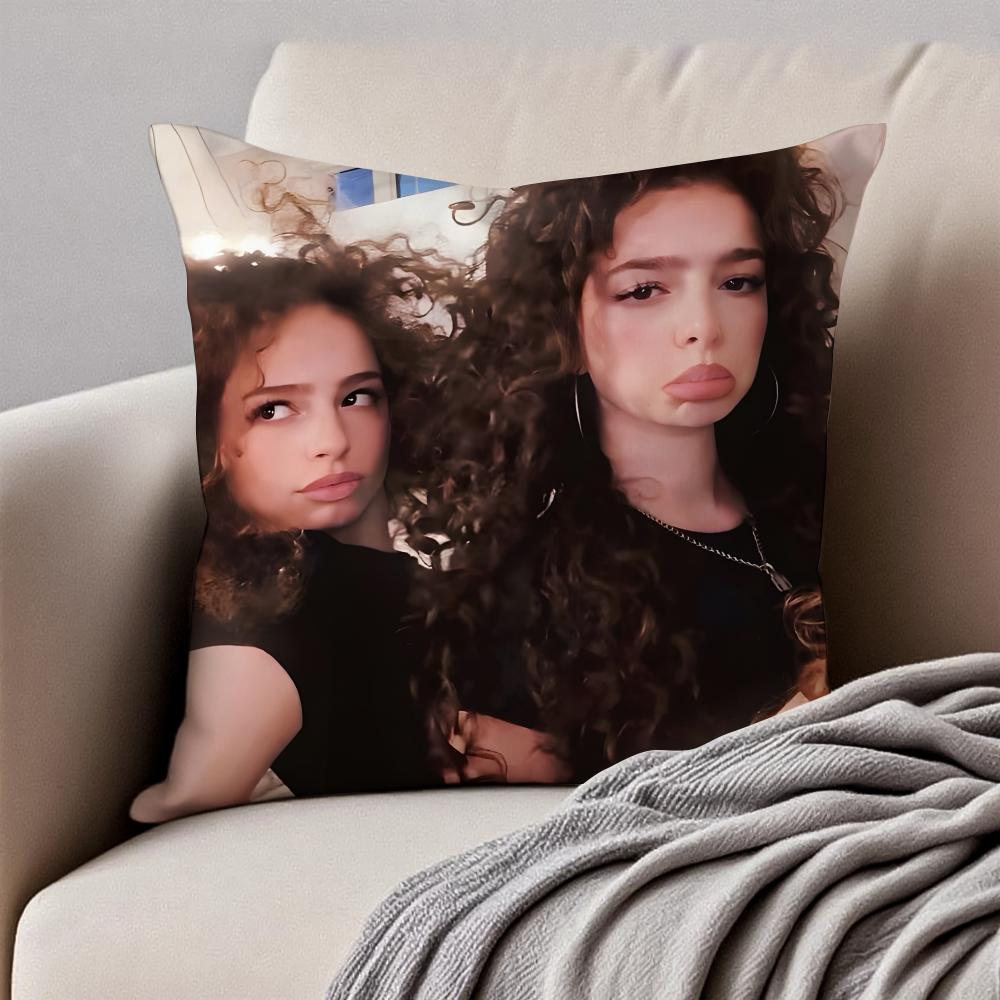 Hot Charismatic Celebrity KKalogeras Sisters Cushion Cover Pillowcase Antidustmite Invisible Zipper Short Plush Sofa Cushion