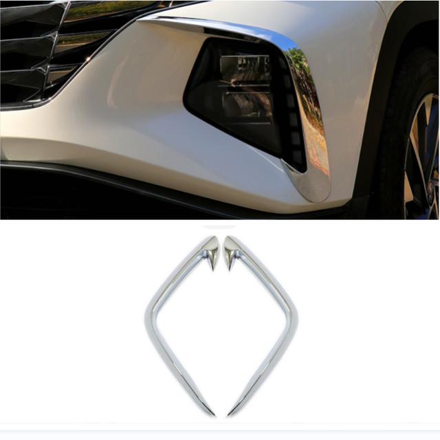 Для Hyundai Tucson NX4 передняя противотуманная фара, крышка лампы, накладка на бампер, молдинг для бровей, век, углеродное волокно, хромированное украшение