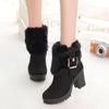 2025 Autumn/Winter High Heel Women's Ankle Boots: Thickened Fleece-Lined, Non-Slip Chunky Heel, Warm Cotton Martin Snow Boots.