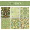 12pcs/set Vintage Floral Gift Wrapping Paper - 50.8-68.58cm, Elegant Green & Golden Floral Patterns with Butterflies & Fruits