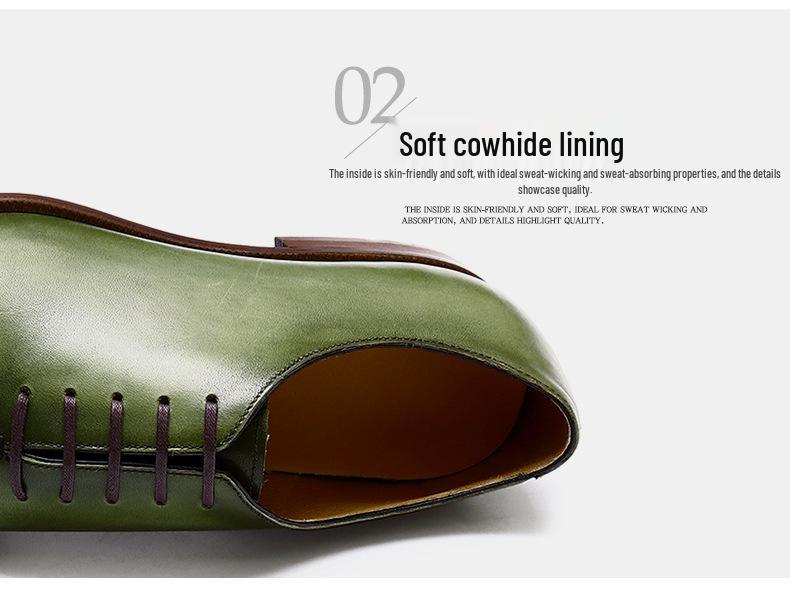 Мужские туфли дерби из натуральной кожи ручной окраски с заостренным носком - Британский формальный стиль