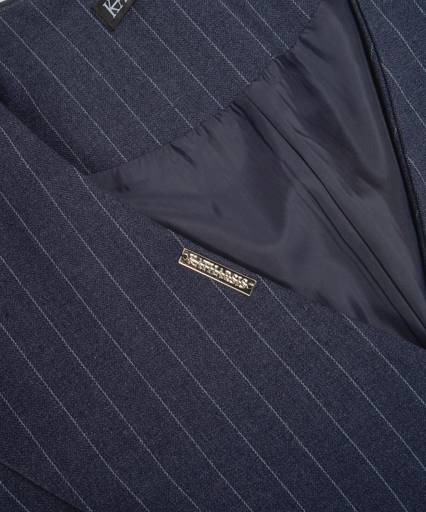 Katharsis Collarless Dress Jacket Navy Pinstripe Free