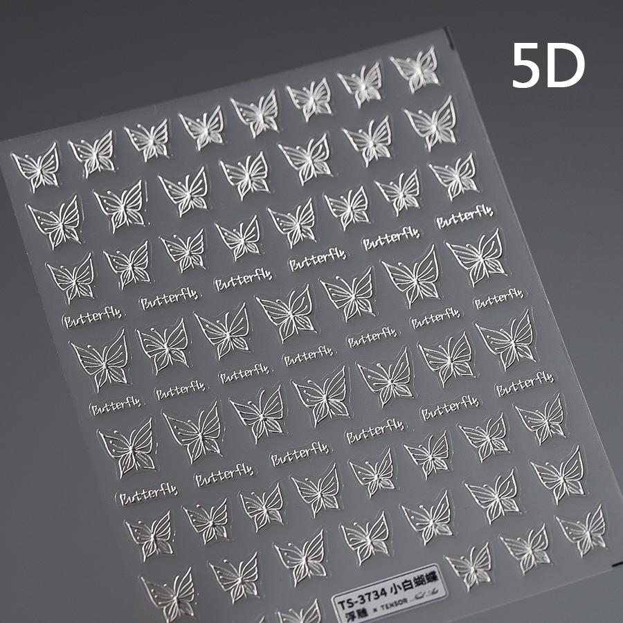 Dark Shiny Purple Black Butterfly Stars 3D Self Adhesive Nail Art Stickers Illusion Polarization Manicure Decals