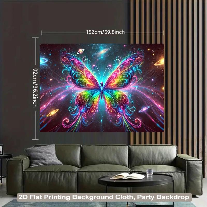 2D flat colorful butterfly dream star map background cloth for living room bedroom party decoration polyester