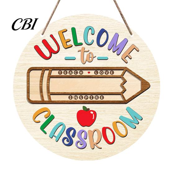 Classroom Round Hanger Wooden Welcome Sign for Door, to Our Hanger, Front Door Hanging Sign, Back School Preschool Decoration