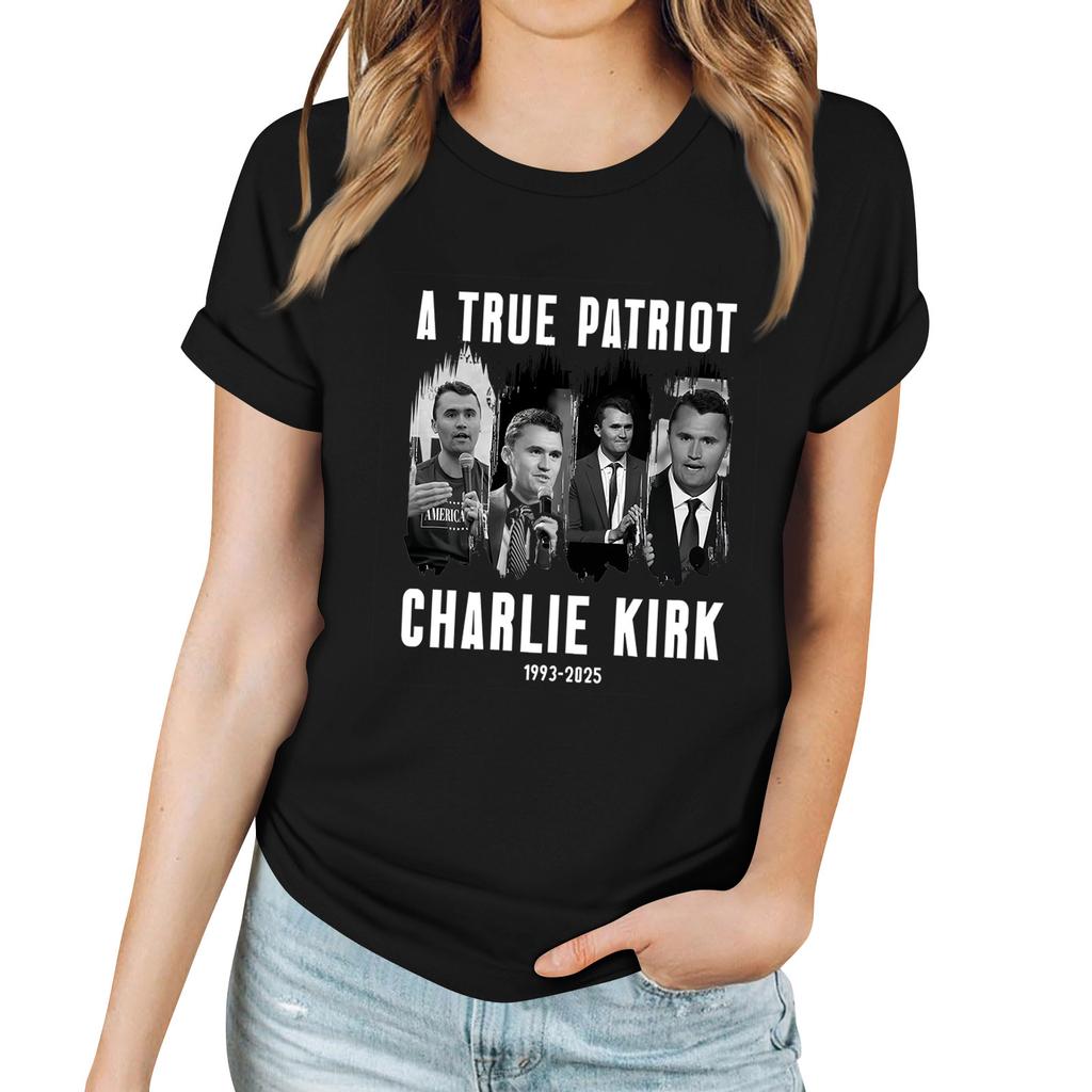 Women's Casual Printed T-Shirt Round Neck Pullover Short Sleeve Top