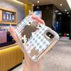 Plaid love mirror iPhone mobile phone case cartoon bear bow apple 13PM anti-drop protective case
