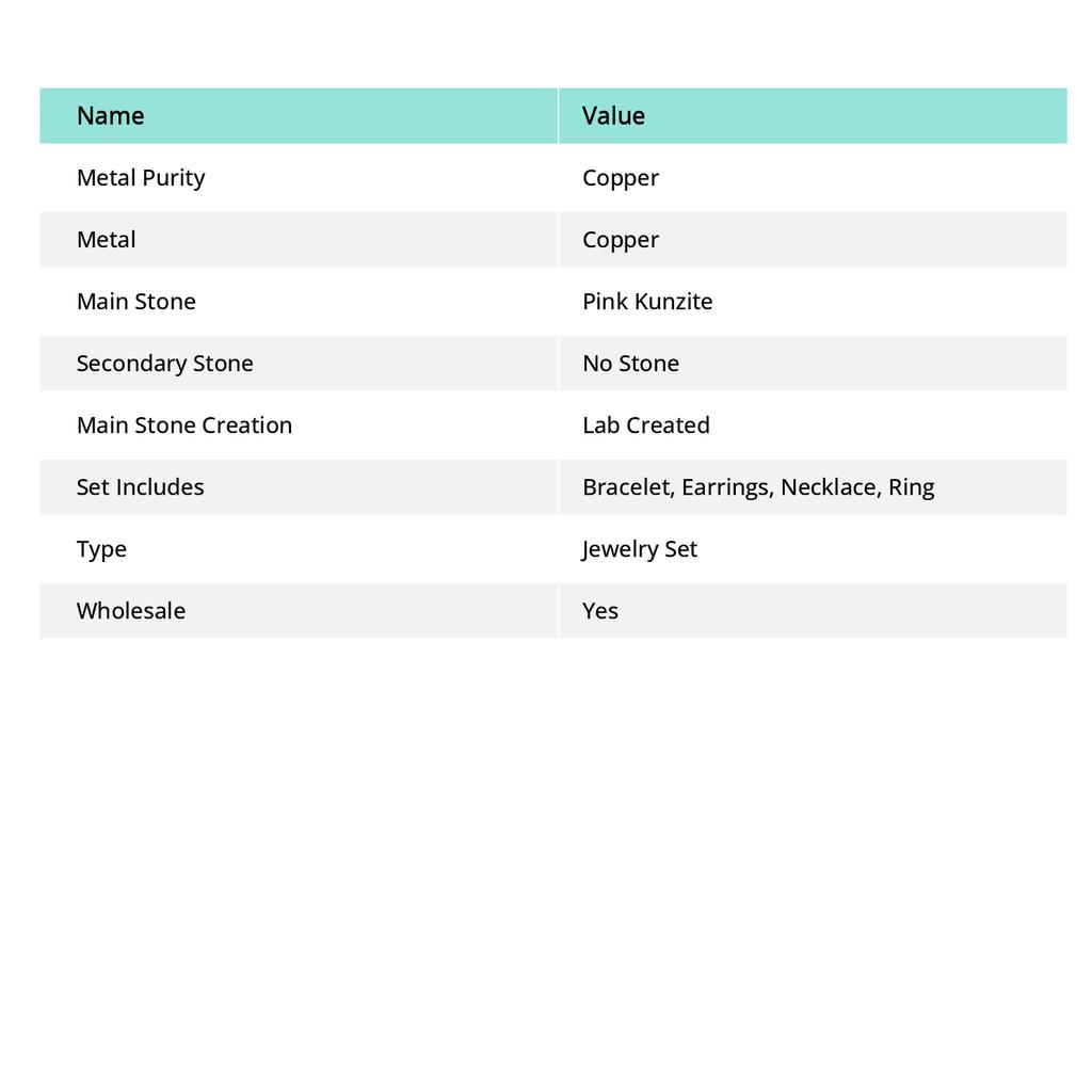 Комплект ювелирных изделий из серебра 925 пробы с натуральным розовым кунцитом ручной работы C9B97