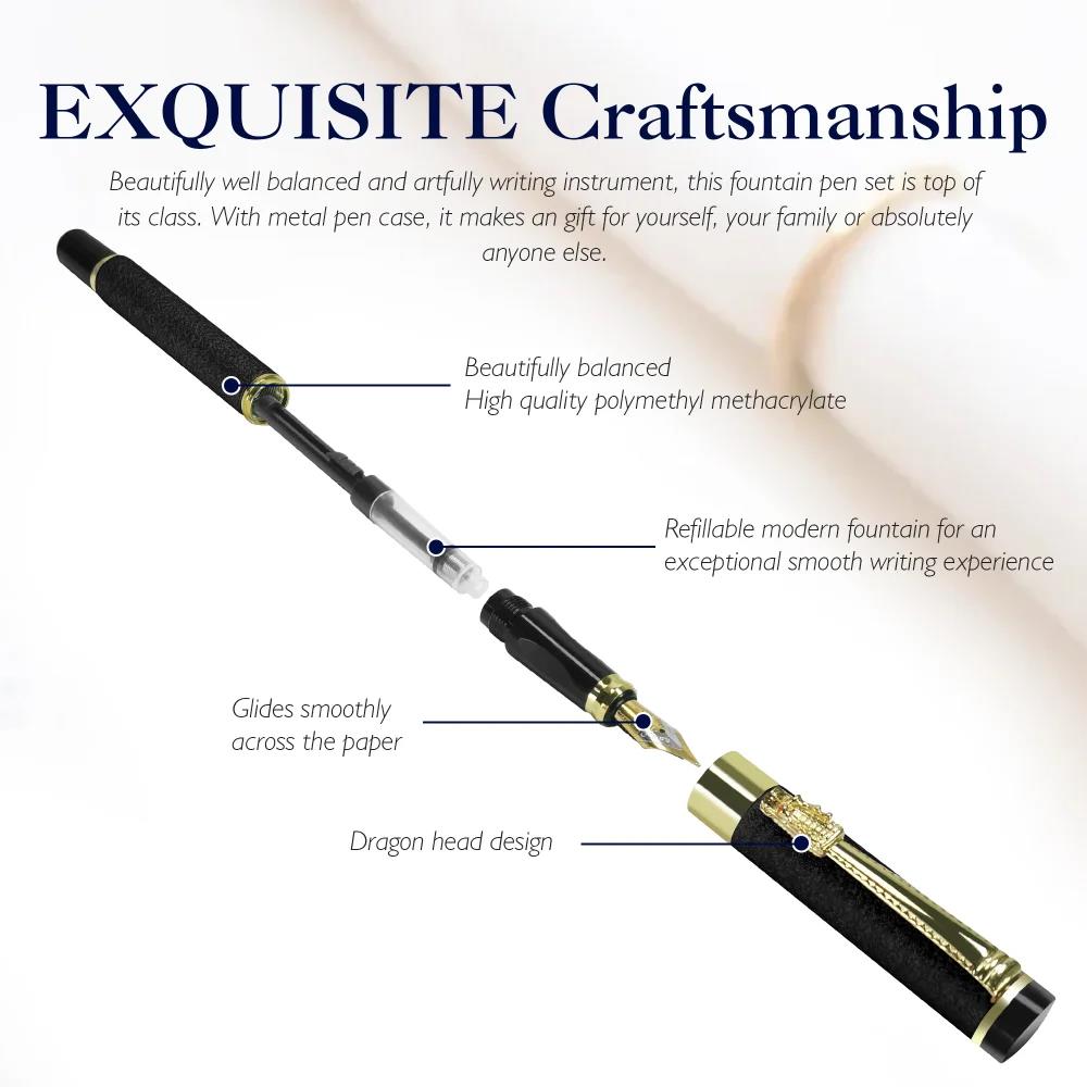 STONEGO Luxury Dragon Crystal Diamond Ink Fountain Pen Office Business Men Siganture Metal PenGood product