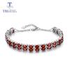 Garnet Bracelet Natural Gemstone In 925 Sterling Silver Elegant Design Fine Jewelry for Women Wife Nice Anniversary Gift