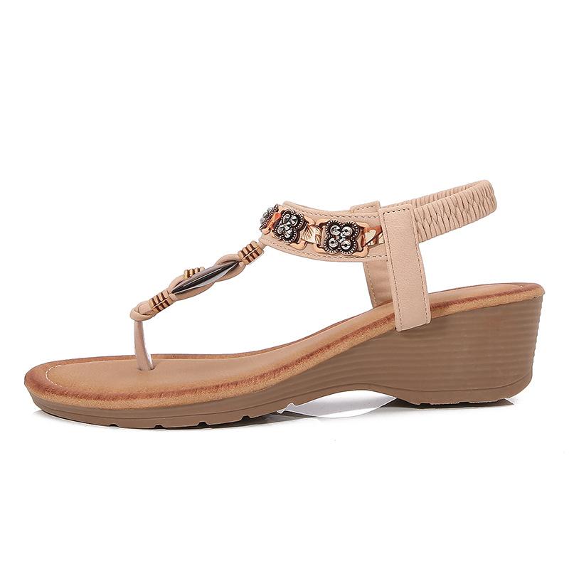 2024Ladiesshoes Bohemian новые модные босоножки со стразами на платформе и танкетке женские туфли