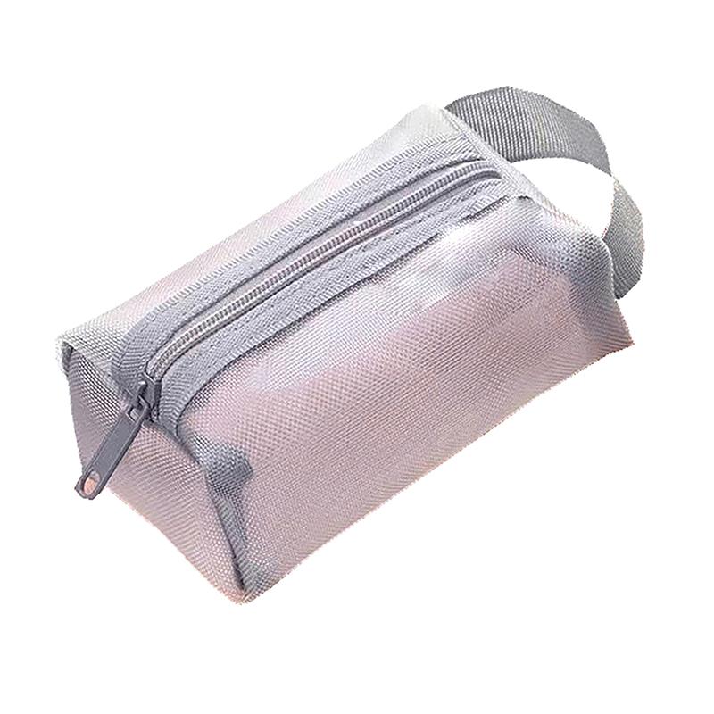 Simple Nylon Small Square Mesh Makeup Bags Three-Dimensional Coin Purse Key Id Credit Card Holder Bags Mesh Zipper Storage Bags