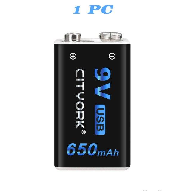 CITYORK 9 В 650 мАч литий-ионная аккумуляторная батарея Micro USB 9 В 6F22 9 В литиевая батарея для мультиметра, микрофона, игрушки