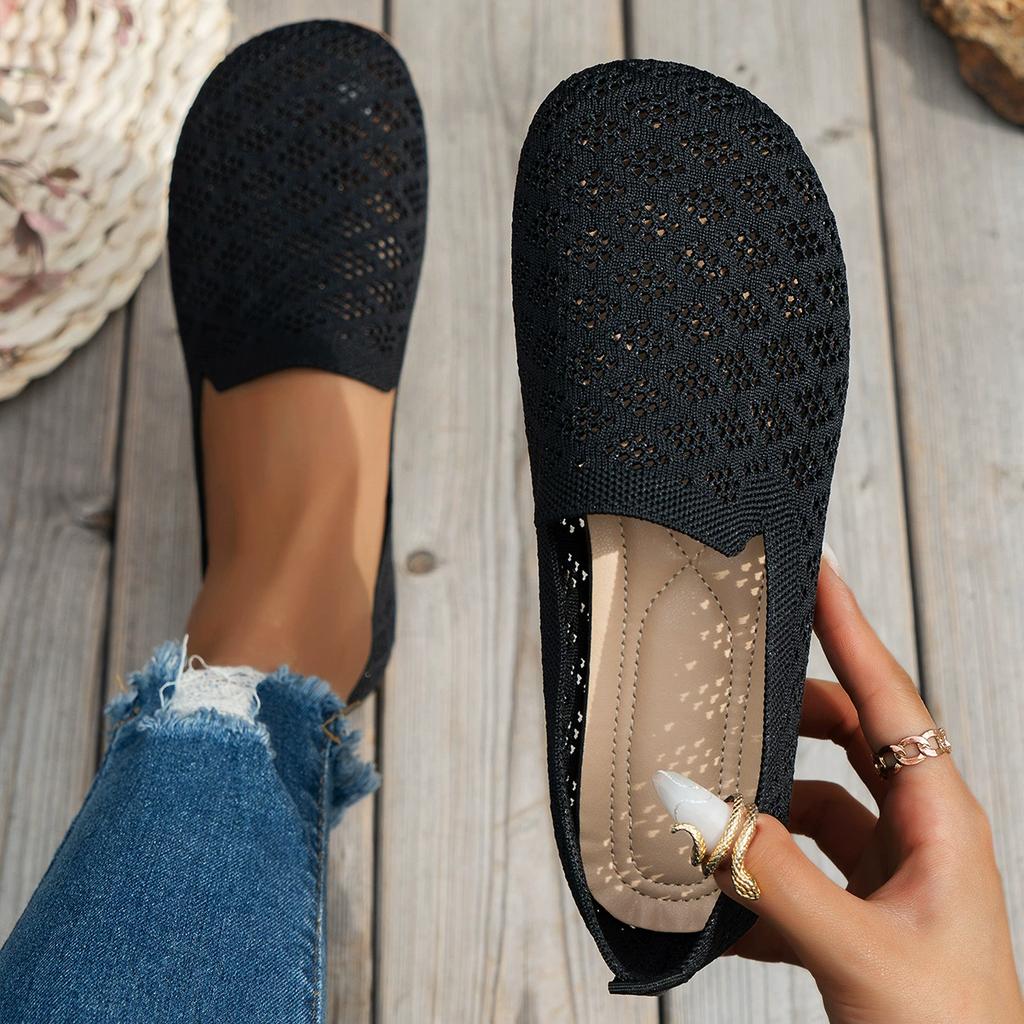 Новые туфли Fly-knit Slip-on Flats больших размеров, дышащие повседневные вязаные туфли для женщин