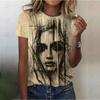 Модные женские футболки с портретным принтом, женские футболки с коротким рукавом, летние повседневные топы, свободная футболка для уличного спорта, женская футболка с круглым вырезом и принтом тай-дай