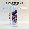 1PC Crow Skull Purple Flower Print 750ml Color Plastic Sports Water Bottle Leakproof Flip Straw Lid Suitable for Sports Office Home Use