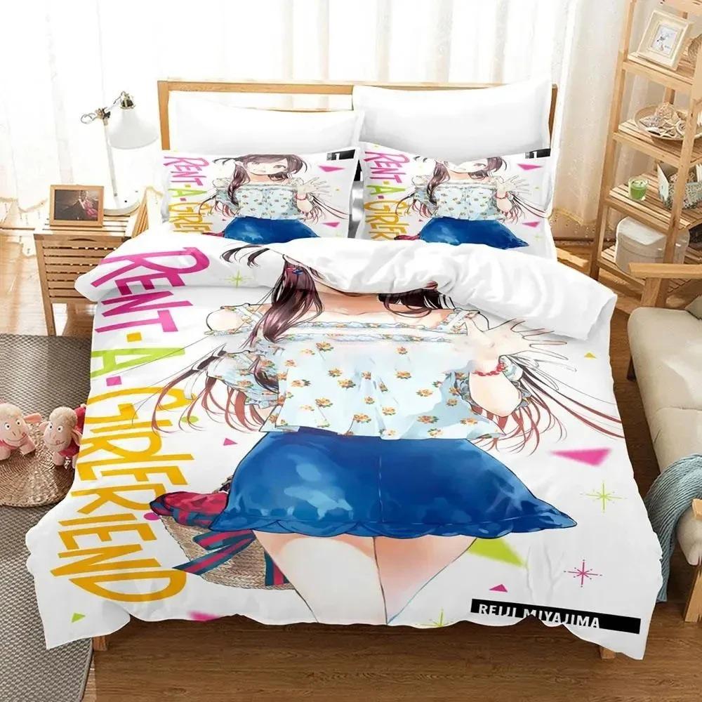 Anime Rent-A-Girlfriend Chizuru Bedding Set Boys Girls Twin Queen Size Duvet Cover Pillowcase Bed Kids Adult Home Textile