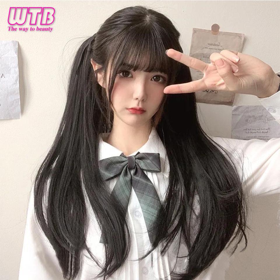 WTB синтетическое волокно для волос, термостойкие вьющиеся волосы с хвостиком, накладные волосы, наращивание волос, парик с конским хвостом и косами
