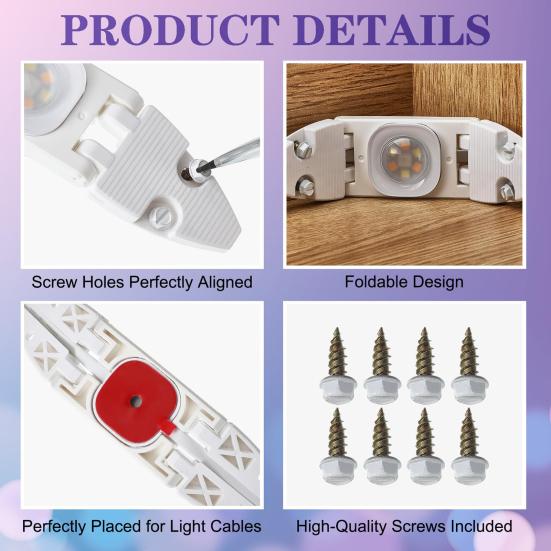 6/12Pcs Gable Light Clips Compatible for Govee Pro H706 Permanent Outdoor Light Adjustable Folding Roof Pitches Cable Management Clamp with