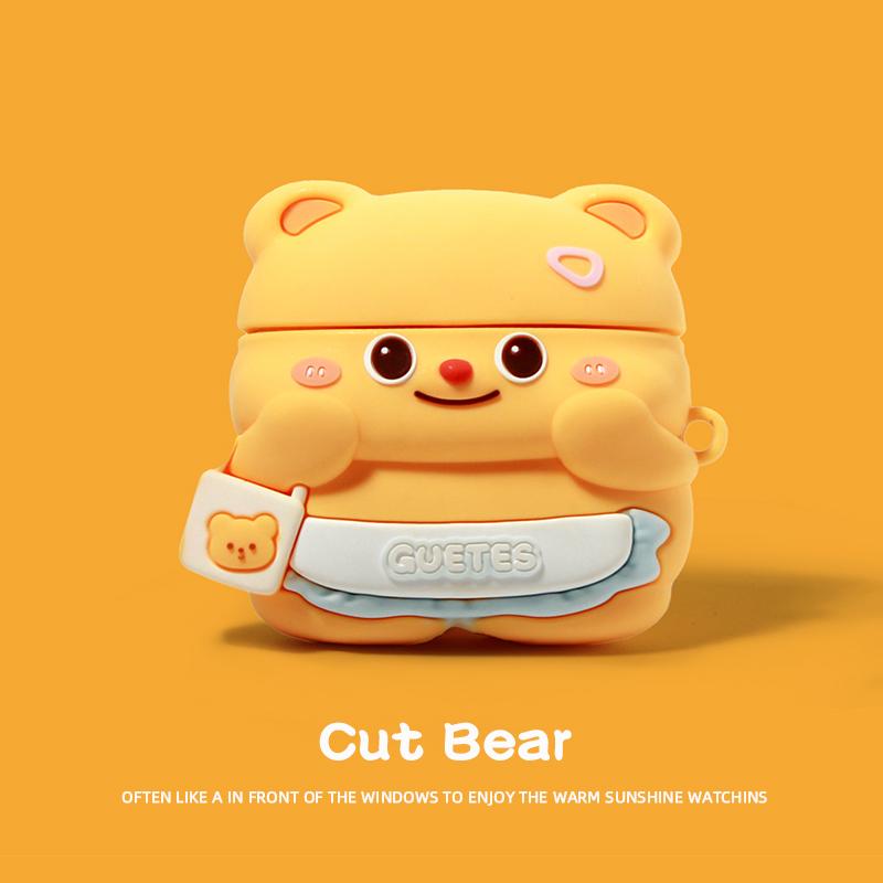 Чехол для наушников Cute Bear Hamburger для AirPods 4 Cover 2024, чехол для беспроводных наушников из силикона для AirPods Pro 2, зарядное устройство