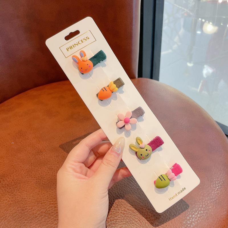 5 шт./компл., милая детская заколка для волос для девочек, милый мультяшный животный цветочный бант, заколка для волос для маленьких девочек, кавайная челка, боковой зажим, детские аксессуары